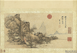 明李流芳画唐人诗意　册　李白寻雍尊师隐居诗,绘画,山水,人物,树木