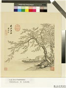 明项圣谟山水　册　桃花钓船,绘画,花草,人物,器用,船,山水,树木
