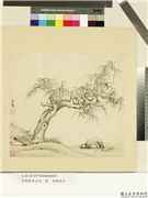 明项圣谟山水　册　老树临溪,绘画,树木,山水,花草