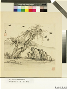 明项圣谟山水　册　古木寒鸦,绘画,树木,翎毛