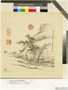 明项圣谟山水　册　山雨归渔,绘画,山水,人物,器用,树木