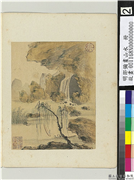 明邵弥画山水　册　苍崖柳艇,绘画,山水,树木,人物,船