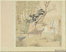 明丁云图罗汉　册　罗汉（十）,绘画,佛道人物,树木,山水,花草,器用