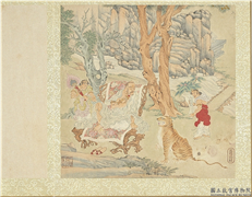 明丁云图罗汉　册　罗汉（十三）,绘画,佛道人物,走兽,山水,树木,花草,建筑,器用