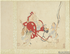 明丁云图罗汉　册　罗汉（十六）,绘画,佛道人物,人物,走兽,车,器用
