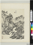清王监仿古十帧　册　临王蒙山水,绘画,山水,建筑,树木