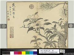 清王武画花卉　册　松下山茶,绘画,花草,翎毛,树木