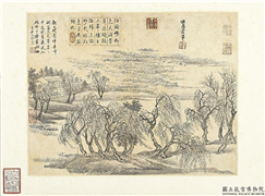 清王翬山水　册　仿惠崇山水,绘画,山水,树木,船,人物,花草,建筑