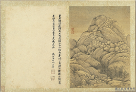清王翬画山水　册　仿巨然烟浮远岫图,绘画,山水,树木