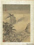 清王翬画山水　册　仿董源山水,绘画,山水,树木,建筑,人物