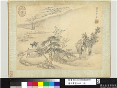 清王翬画山水　册　仿卢鸿草堂图,绘画,山水,建筑,人物,树木,船,花草