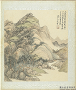 清王翬仿宋元山水　册　仿黄公望山水,绘画,山水,树木,建筑