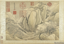 清王翬仿诸家山水　册　仿王维雪图,绘画,山水,树木,建筑,人物,走兽