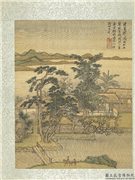 清王翬摹古山水　册　游春图,绘画,山水,建筑,树木,人物,走兽,器用