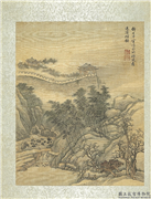 清王翬摹古山水　册　竹泉暮钟,绘画,建筑,树木,山水