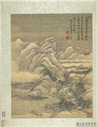 清王翬摹古山水　册　仿王诜雪景山居图,绘画,山水,树木,建筑,人物,走兽