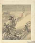 清王翬图绘　册　仿吴镇山水,绘画,山水,人物,树木,建筑