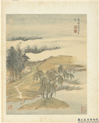 清王翬图绘　册　仿赵令穰江乡清夏图,绘画,山水,树木,花草,建筑