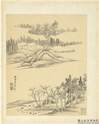 清王翬图绘　册　仿惠崇江邨图,绘画,山水,树木,建筑
