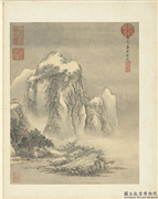 清王翬图绘　册　仿范宽雪图,绘画,山水,树木,建筑,人物,船
