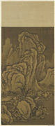 元刘贯道积雪图　轴,绘画,山水,树木,人物,建筑,船