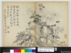 清恽寿平墨花　册　菊花雁来红,绘画,山水,花草
