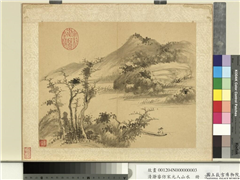清瀞睿仿宋元人山水　册　孤舟垂钓,绘画,山水,树木,人物,船,器用,花草