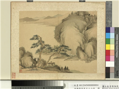 清瀞睿仿宋元人山水　册　松溪亭子,绘画,山水,树木,建筑