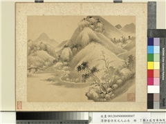 清瀞睿仿宋元人山水　册　山坳人家,绘画,山水,树木,建筑,花草