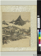清王原祁画山水　册　仿米氏云山,绘画,山水,树木,建筑