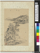 清王原祁画山水　册　一河两岸,绘画,山水,树木,建筑