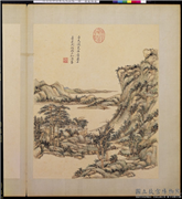 清王原祁仿宋元人山水　册　层岩林屋,绘画,山水,树木,建筑