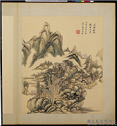 清王原祁仿宋元人山水　册　云山梵宇,绘画,山水,建筑,树木,花草