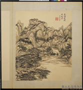 清王原祁仿宋元人山水　册　层峦密树,绘画,山水,树木,人物,花草,建筑