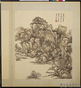 清王原祁仿宋元人山水　册　溪桥松嶂,绘画,山水,人物,树木,花草,建筑