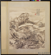清王原祁仿宋元人山水　册　烟林层构,绘画,山水,人物,树木,建筑