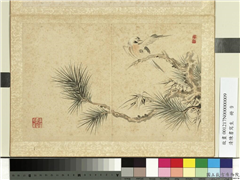 清陈书写生　册　松竹山禽,绘画,翎毛,树木
