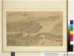 明钱谷张复合画水程图（一）　册　阊门等景,绘画,经史-故事,山水,人物,建筑,树木,船,器用