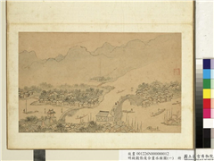 明钱谷张复合画水程图（一）　册　枫桥等景,绘画,经史-故事,山水,建筑,人物,树木,船,器用