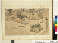 明钱谷张复合画水程图（一）　册　吕城,绘画,经史-故事,山水,人物,树木,走兽,建筑,船,器用
