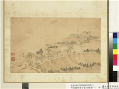 明钱谷张复合画水程图（一）　册　扬子桥扬州,绘画,经史-故事,山水,建筑,人物,树木,走兽,船,器用