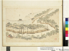 明钱谷张复合画水程图（三）　册　沧州,绘画,建筑,山水,树木,船