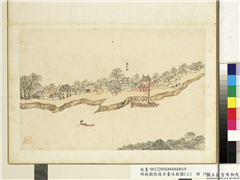 明钱谷张复合画水程图（三）　册　杨村驿,绘画,建筑,人物,山水,树木,船