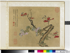 明曹有光孙杕画册　册　秋花红叶,绘画,树木,花草