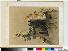明曹有光孙杕画册　册　秋菊图,绘画,花草,山水