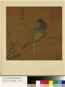 宋元名人花鸟合璧　册　宋徽宗杏花鹦鹉,绘画,花草,翎毛