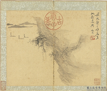 国朝名家书画集玉（上）　册　清吴九思山水,绘画,山水,树木,船