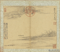 国朝名家书画集玉（下）　册　清恽寿平临宋人江天石壁,绘画,山水,花草,建筑,船,器用