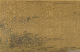 宋朱锐春社醉归图　卷,绘画,山水,人物,树木,花草,走兽,建筑,船,器用