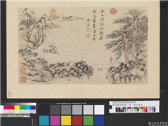 明文嘉诗意图　册　临江待友,绘画,山水,人物,树木,建筑,器用